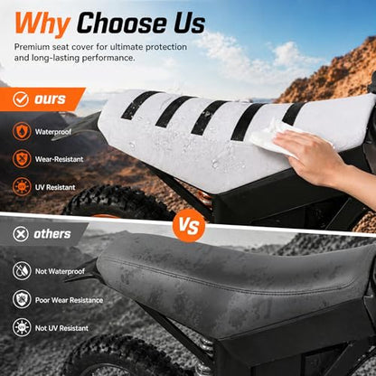 Electric Dirt Bike Seat Cover for Tutti Soleil 01,Black Stripe Non-Slip Motorcycle Cushion Cover for Tuttio Soleil01-White - color: White