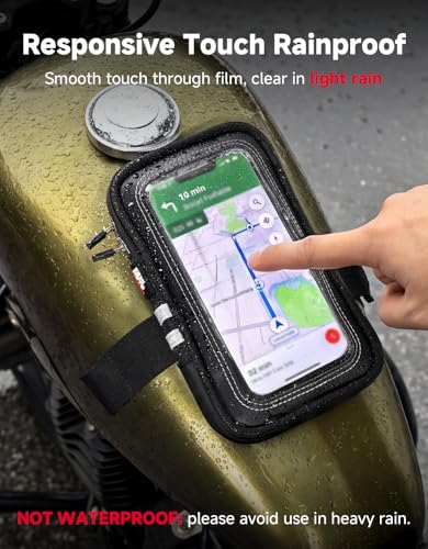 KEMIMOTO Magnetic Motorcycle Phone Case Tank Bag Phone Holder Breathable Gas Small Phone Bag Case Adjustable Angle Touch Screen Cell Phone Mount Universal up to 6.9 Inch
