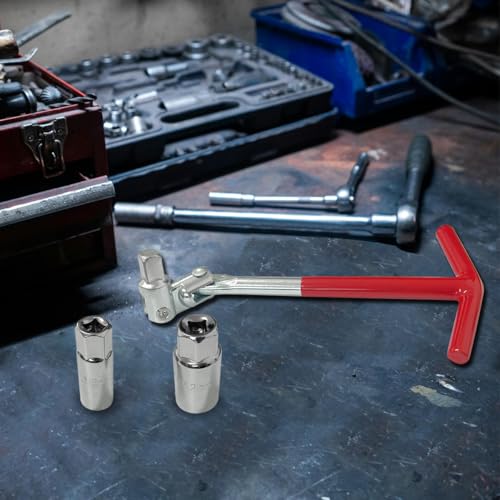 Spark Plug Socket Wrench Kit，T-handle with two 6mm (5/8") & 21mm (13/16") replacement wrenches Removal Tool for for Motorcycles Lawn mowers and Small Motor Vehicles