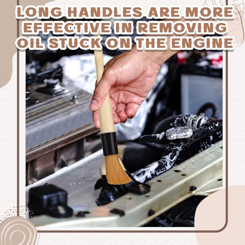 Patelai 2 Pack of Parts Cleaning Brush Home and Auto Use Parts Cleaner for Cleaning Auto Engine, Small Motors, Car Detailing, Wheels, Boats, Air Vents, Machinery (Beige)