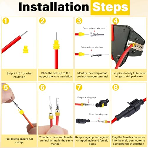 352 PCS Waterproof Car Electrical Connector Terminals, Automotive Connector Kit, Wire Connector Plug Kit, 1/2/3/4 Pin Connectors Male and Female for Car Truck Motorcycle Boat Marine