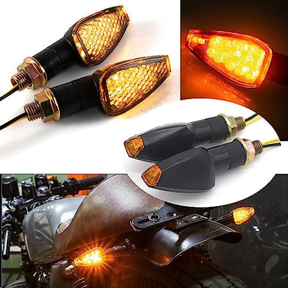 Mini Stalk Arrow Light Motorcycle Turn Signals Lights 10mm Universal Motorbike LED Indicator Blinker Amber Lamp(2 pcs) - color: Black-Smoke