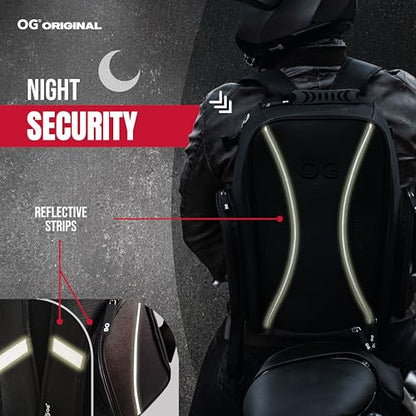 OG Original Motorcycle Backpack GO Black Waterproof, 20L, Motorbike Helmet Strap, Helmet Bag, Cycling Bag, Man, Laptop, Reflective - style: Go