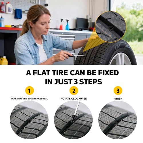 CHRORINE 90 Pcs Tire Repair Rubber Nail 2 Sizes Vacuum Tire Repair Kits Screw in Tire Plugs Suitable for Repairing Tires of Cars Motorcycles Trucks and Tractors