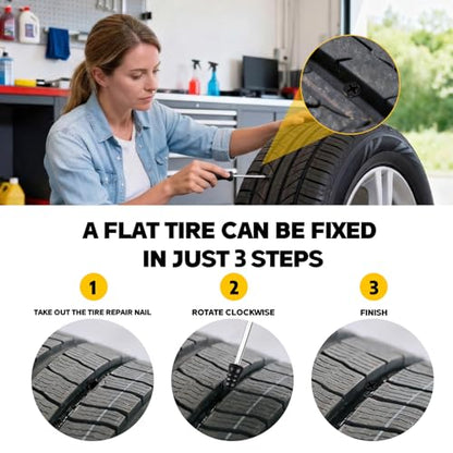 CHRORINE 90 Pcs Tire Repair Rubber Nail 2 Sizes Vacuum Tire Repair Kits Screw in Tire Plugs Suitable for Repairing Tires of Cars Motorcycles Trucks and Tractors