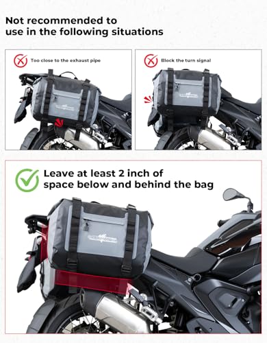 KEMIMOTO PVC Waterproof Motorcycle Saddlebags 50L(25Lx2) Adventure Dual Sport Bike Luggage Bag Saddle Bags Side Bags for Motorbike Travel Motorcycle Bags