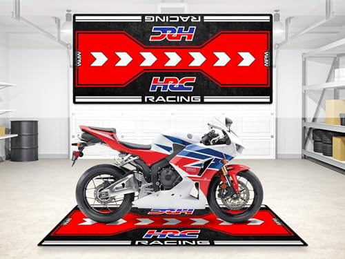Parking Mat for HRC Racing Motorcycle Model, Display and Pit Mat, Washable Non-Slip Garage and Showroom Floor Mat, Rug, Carpet (Size 2: 102 x 47/260 x 120 cm)