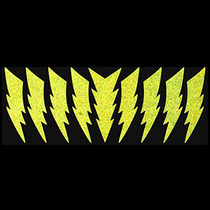 LiteMark Reflective Lightning Bolt Sticker, Bike, Helmet, Lemon Yellow, 4 Inch - Pack of 9 Pcs - color: Lemon Yellow