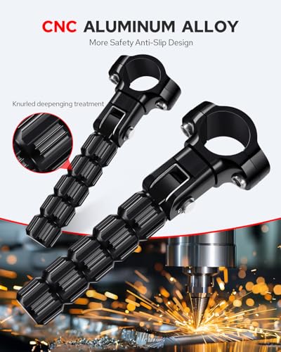 Benlari Highway Pegs CNC Motorcycle Foot Pegs Stainless Steel 1in 1-1/4in 25mm 32mm Fit for Harley Davidson for BMW for Honda for Suzuki for Kawasaki Engine Guards Crash Bars Black