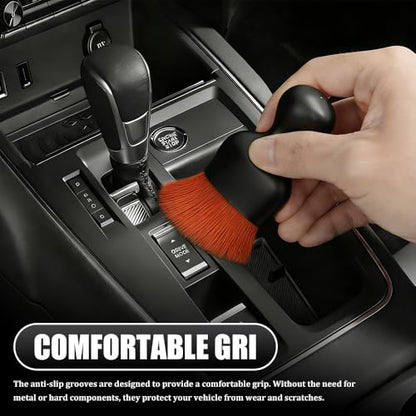 Car Detailing Brushes, Car Cleaning Brush, Auto Interior Soft Bristles Curved Cleaning Brush, Auto Detailing Dusting Tool Universal for Dashboard Air Conditioner Vent Computer (Black Brown) - color: Black Brown