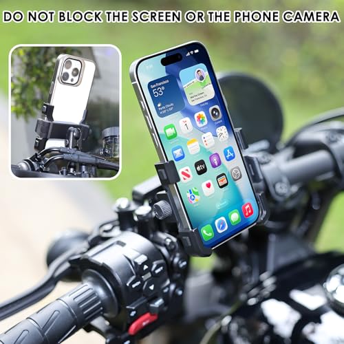BOJE Motorcycle Bike Scooter ATV Phone Mount, 360° Dual Ball Joints, Aviation Aluminum & Silicone, 1-Hand Quick Lock, Anti-Shake, Open Cooling & Camera Friendly, for 4.7-6.8 Inch Smartphones。