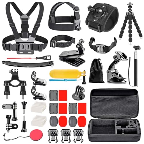 50 in 1 Action Camera Accessory Kit Compatible with Gopro Hero 12 11 10 9, DJI OSMO 4 3 2, Insta360 X3 X2 GO 3, SJCAM, DBPOWER, Campark, Sony Sports DV