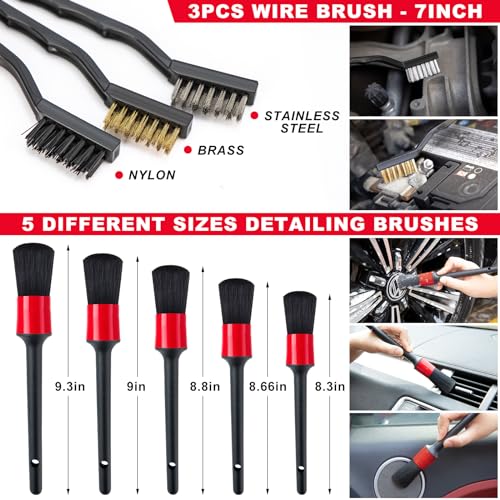 44Pcs Car Wash Cleaning Kit with Detailing Brushes Car Vacuum Drill Brush Set Collapsible Bucket Windshield Cleaning Tool Tire Brush Towels Complete Interior Exterior Detailing Set for Car - size: 44Pcs