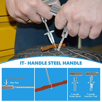 TILIBOTE Tire Repair Kit,117pcs Heavy Duty Tire Plug Kit,with Universal Tire Patch Kit to Plug Flats for Car/Motorcycle/Truck/Tractor/Trailer/RV/ATV