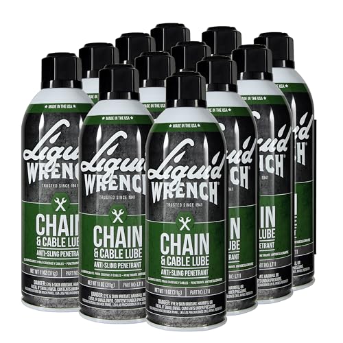 Liquid Wrench Chain Lube – Heavy Equipment, Motorcycle, ATV or Bike Chain Lube Spray – Reduces Friction, Prevents Corrosion, Long-Lasting Protection with Solid Lubricant – 11 oz (Case of 12)