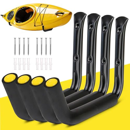 GEEDAR Heavy Duty Garage Storage Hooks -120 LB Capacity, 4packs, 15" Wall Mounted Rack for Hanging Kayak, Paddle Board, Ladders, Bikes Enforced Kayak Storage Hanger - size: Large (15", 4 packs）