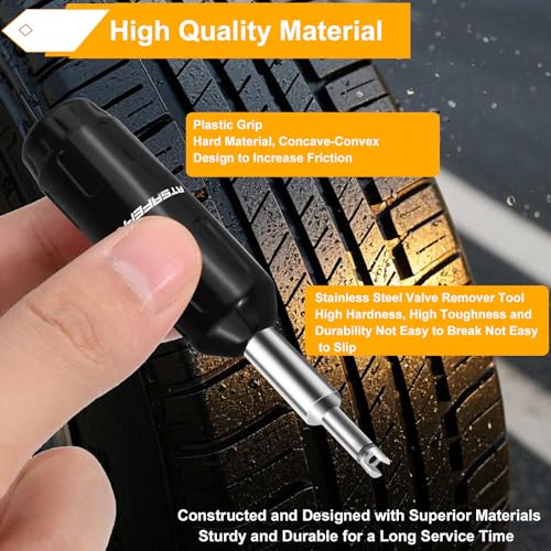 ATsafepro Valve Core Removal Tool, Valve Stem Removal Tool Contains 4 Schrade Valve Cores and 4 Tire Valve Caps, Schrader Valve Removal Tool Quick Repair Kit, Valve Core Tool Easy to Carry (Pack of 2) - size: 4.26 inch (Pack of 2)