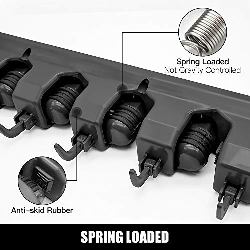 IMILLET Mop and Broom Holder, Wall Mounted Organizer-Mop and broom Storage Tool Rack with 5 Ball Slots and 6 Hooks (Black) - color: 1 Pack