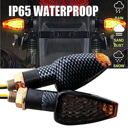 Mini Stalk Arrow Light Motorcycle Turn Signals Lights 10mm Universal Motorbike LED Indicator Blinker Amber Lamp(2 pcs) - color: Plaid-Smoke