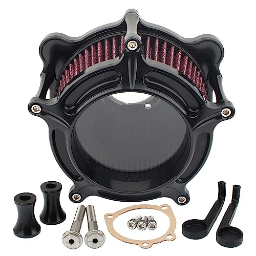 09001-0361 Air Cleaner Intake Filter System Kit CNC Black Air Cleaner Fits for Harley EVO Twin Cam Dyna Softail Fatboy
