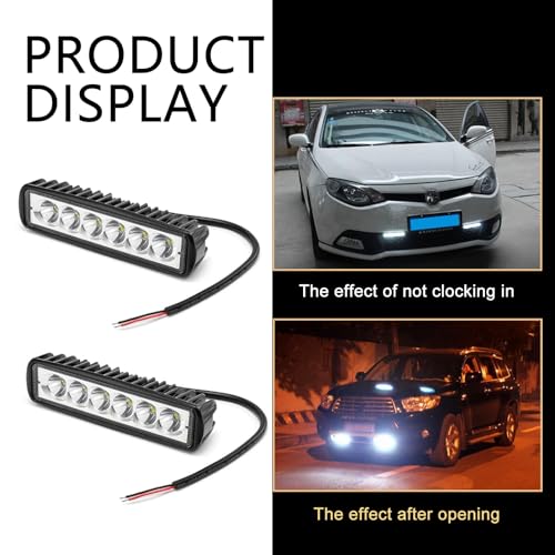 Shakas Straight-line LED Daytime Running Lights, 6000K 1200LM 18W Plastic Shell IP67 Waterproof Auxiliary Lighting Spotlight, for Cars Motorcycles Buggies Trucks Forklifts Boats (White)