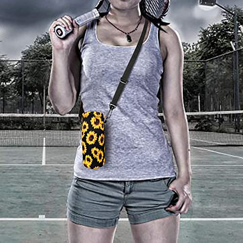 RICHEN Neoprene Water Bottle Carrier Bag with Adjustable Shoulder Strap,Insulated Water Bottle Cover for Stainless Steel/Glass/Plastic Bottles - color: Sunflowers, size: 750ml