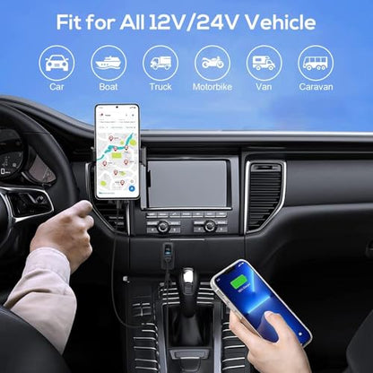 Linkstyle 2PCS RV USB Outlet, Dual 18W QC3.0 USB-A Ports & 30W PD3.0 Port Charger Socket with Waterproof Cover for 12V/24V Car Marine