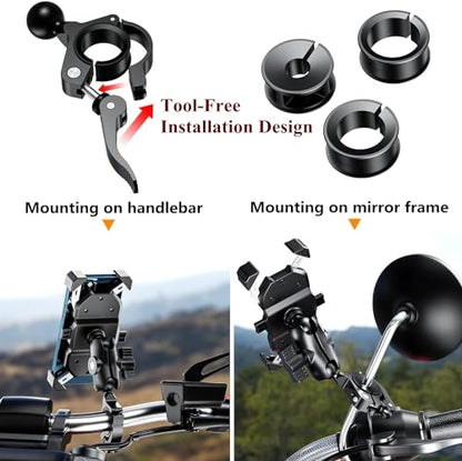 BRCOVAN 10 PCS, Aluminum Alloy Handlebar Clamp Mount Base with 1'' TPU Ball | for Rail 0.5'' 0.87'' 1'' 1.125'' 1.26'' in Diameter, Fit for RAM Mounts B Size 1 Inch Ball Double Socket Arm, Tool-Less - style: R18-Set of 10