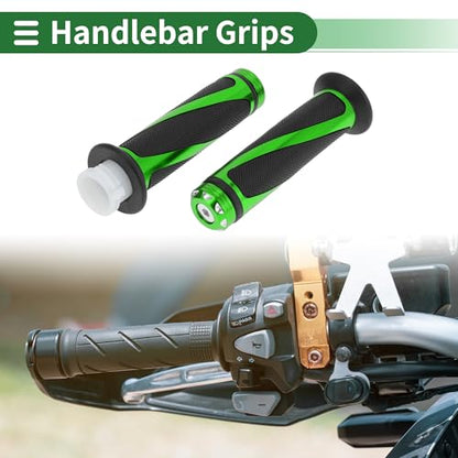 7/8" 22mm 15/16" 24mm Motorcycle Hand Grips Cover Kit Non Slip Aluminum Alloy Rubber Handlebar Grips for Motorcycle Scooter Bicycle ATV Green 1 Set - color: Green