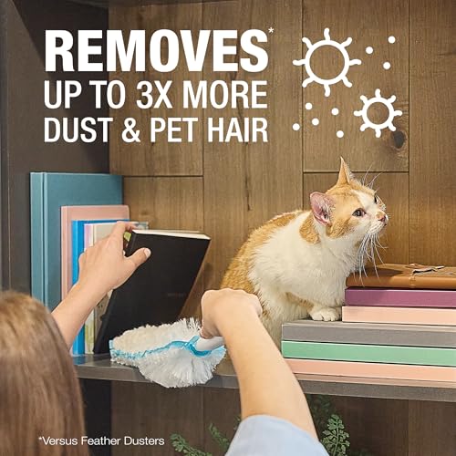 Bona High Performance Dusting System - 1 Compact Handle, 5 Disposable Dusters, & 1 Reusable Duster - Compact Dusting Kit Removes Dust & Pet Hair - style: Compact Dusting Kit