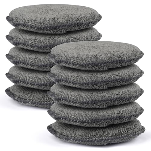 10 Pack Wax Applicator Pads, Microfiber Applicator Pad with Finger Pocket, Foam Car Wax Applicator Pad for Car Cleaning and Polishing (Gray) - color: Gray