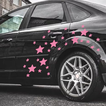 30pcs Star Vinyl Decal for Cars, High Intensity Reflective DIY Stickers for Window Bumper Mirror Laptop Decals Waterproof Night Safety Sign Car Stickers (Pink) - color: Pink