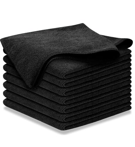 USANOOKS Premium 300GSM Microfiber Cleaning Cloth - 12.5"x12.5" High Performance - 1200 Washes, Ultra Absorbent Microfiber Towels for Cars Undercarriage, Rims & Engine Bay Cleaning - Microfiber Cloth - color: Black, size: 12.5" x 12.5" (8 pack)