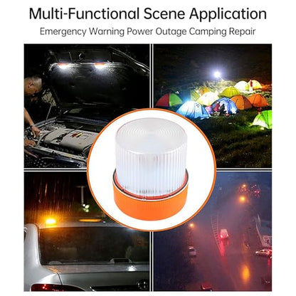 Walfront V16 Traffic Emergency Light LED Strobe Beacon with Magnetized Roof Mount and Hook for Car Motorcycle Roadside Emergencies IP67 Rainproof (Yellow White) - color: Yellow White