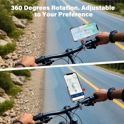 Ralos Bike Phone Mount, Aluminum Motorcycle Cellphone Holder, Mountain Bicycle Handlebar Cell Phone Clamp, Scooter Phone Clip for iPhone 16 Pro Max, 15 14 13 12 Mini, Samsung - color: Titanium