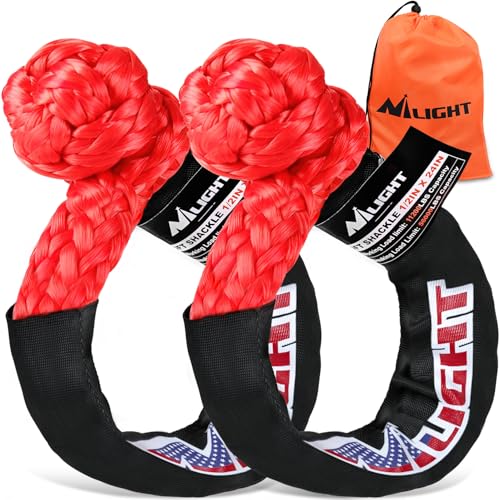 Nilight 2PCS Synthetic Soft Shackles 1/2" x 24" 56,000 LBS Breaking Strength with Extra Sleeves Heavy Duty Recovery Rope for Sailing SUV Off-Road Towing ATV UTV Trucks 4x4 (Red) - color: 2Pcs Soft Shackles Red