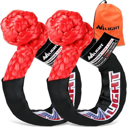 Nilight 2PCS Synthetic Soft Shackles 1/2" x 24" 56,000 LBS Breaking Strength with Extra Sleeves Heavy Duty Recovery Rope for Sailing SUV Off-Road Towing ATV UTV Trucks 4x4 (Red) - color: 2Pcs Soft Shackles Red