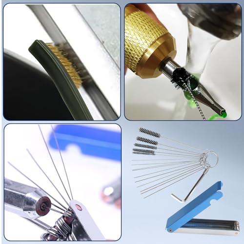 2 Pack Carb Cleaning Brushes Kit, Torch Tip Dirt Removal Set for Jets Nozzles Orifices, Throttle Body Tools for Chainsaw Motorcycle ATV Carb Welding Stove Shower Head Maintenance - style: 23 Needles & 5 Brushes & Wrench