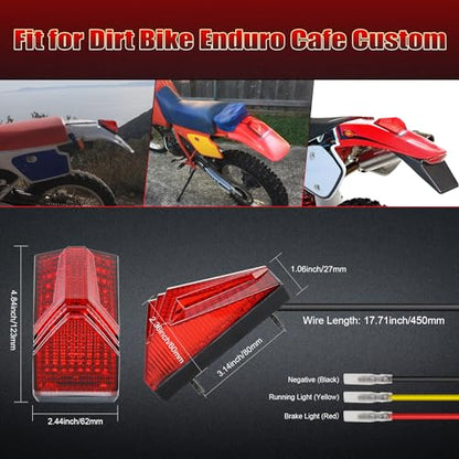 MOVOTOR LED Tail Light 500% Bright Rear Brake Light with White License Plate Lighting Compatible with Dirt Bike Enduro Cafe Custom Honda XR650L XR600R