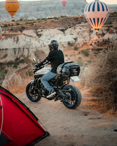 IRON JIA'S Motorcycle Dry Bag - Waterproof Duffle & Luggage Tail Bag Saddle Bags with Roll Top Closure, Shoulder Straps, Inner Pocket and Mesh Pocket (Carbon Fiber, 70L) - color: Carbon Fiber, size: 70L