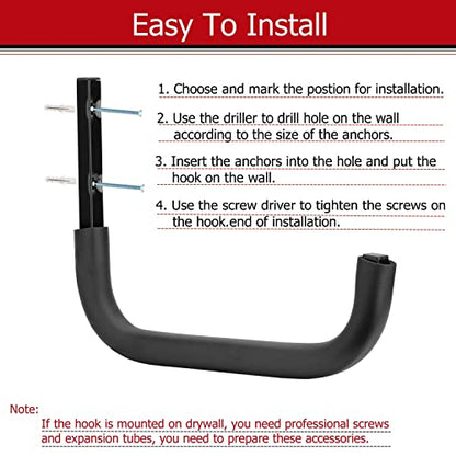 Heavy Duty Garage Storage Hooks, 12.4 Inch Ladder Storage Hanger, Wall Mount Utility Hook for Outdoor Indoor Organizer Folding Chairs, Bike, Tools, Water Pipes - size: 9.8inch x 12.7inch