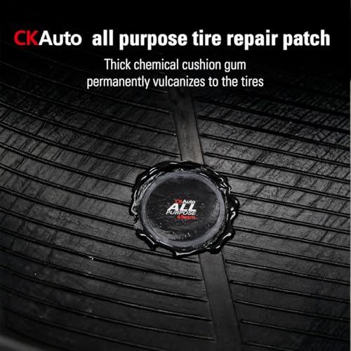 CKAuto 100 PCS All Purpose Tire Repair Patch Kit Heavy Duty 1-4/5"(45mm), Tire Repair Kit Flat for Car Van Truck Bus Bike Motorcycle and Inner Tire, Round Dia 1-4/5"(45mm) - size: Dia 45mm 100pcs
