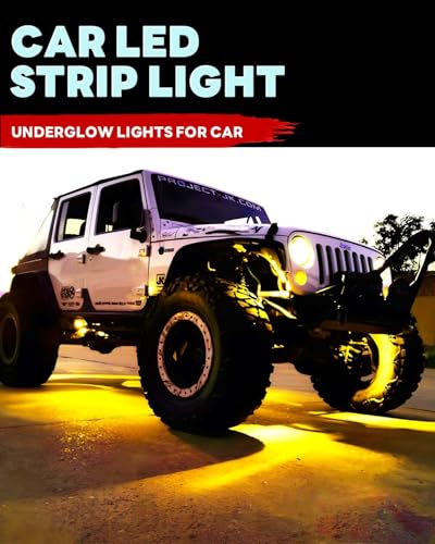 12V Led Light Strip 12.7" Waterproof Amber Led Light Strips for Car Golf Cart Motorcycles Truck Boat Led Strip Lights Yellow,Pack of 4 - color: Yellow Led Light Strip