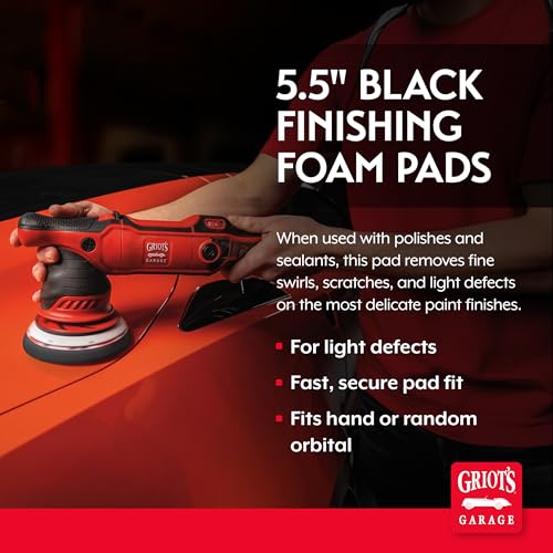 Griot's Garage 5.5" Black Foam Finishing Pads for Car Polishing and Detailing, Buffing Pads for Paint Correction and Sealant Application, 10518, Set of 2 - style: 5.5" (Set of 2)