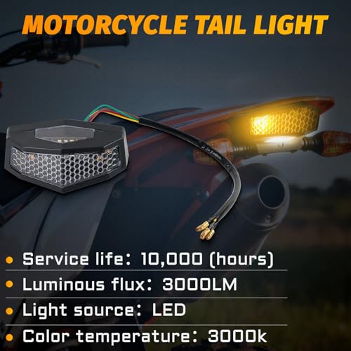 12V Motorcycle LED Rear Tail Turn Signal Light Brake Stop Light Compatible with Honda motorcycles street bikes, scooters,ATVs