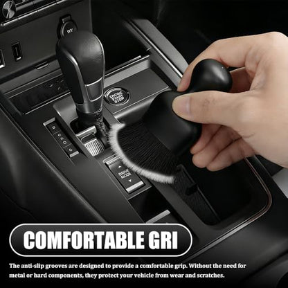 Car Detailing Brushes, Car Cleaning Brush, Auto Interior Soft Bristles Curved Cleaning Brush, Auto Detailing Dusting Tool Universal for Dashboard Air Conditioner Vent Computer (Black White) - color: Black White