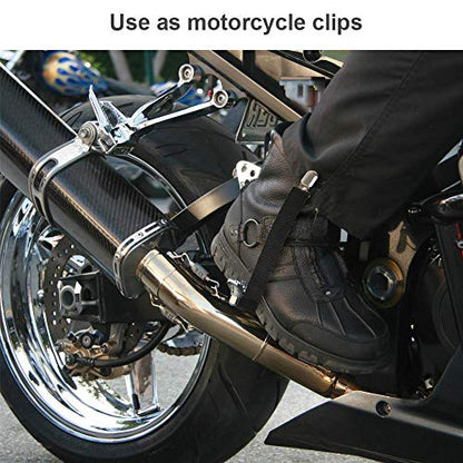 Boncas Improved Adjustable Elastic Boot Clips Boot Straps Pant Clips Stirrups Leg Straps Keeping Your Pants Tucked - color: Biker 4.7" -9"