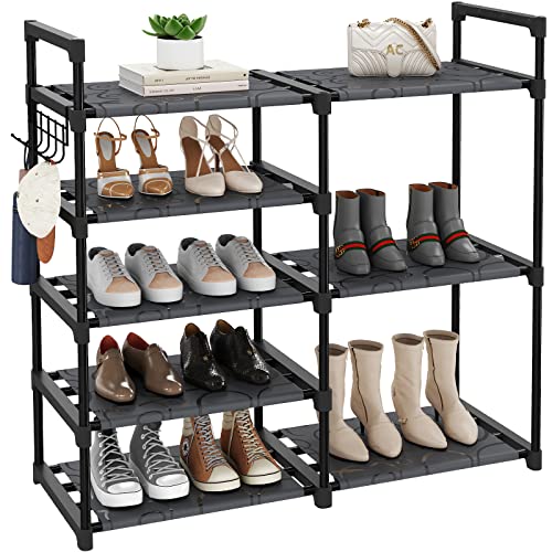 CSXGBAB Black Tubes Closet Shoe Rack, Boot Rack, 5 Tier Oxford Fabric Shelf, Easy Assembly, Sturdy and Durable, Holds Up to 30 lbs - size: 5-tier