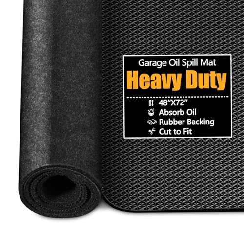 Garage Floor Mat, 48" x 72" Oil Spill Mat for Under Car, Heavy Duty Garage Mat with Rubber Backing, Absorbent Pads for All Types of Spills, Durable, Reusable - size: 48" x 72"