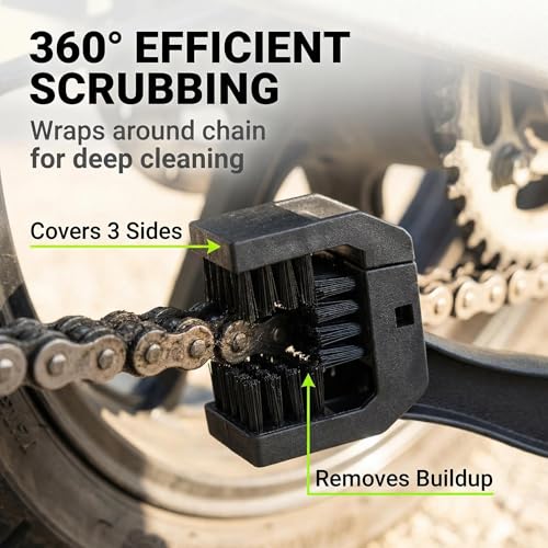 Motorcycle and Bicycle Chain Cleaning Brush, Dual Sided Drivetrain Scrubber Tool for Bike Gears and Sprockets, Black, 1 Pack - color: Black